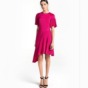 A.L.C. Tilly Flutter Sleeve Asymmetrical Hem Dress Berry Magenta 8
